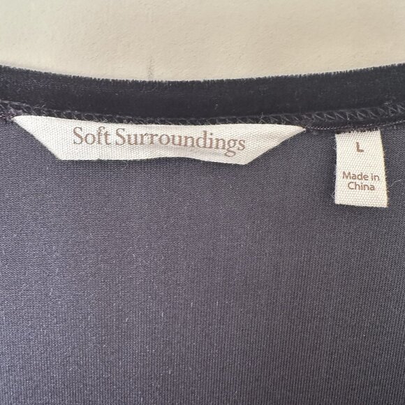 Soft Surroundings Long Sleeve Black Velvet Maxi Dress Women L Pockets Santiago - Picture 5 of 8